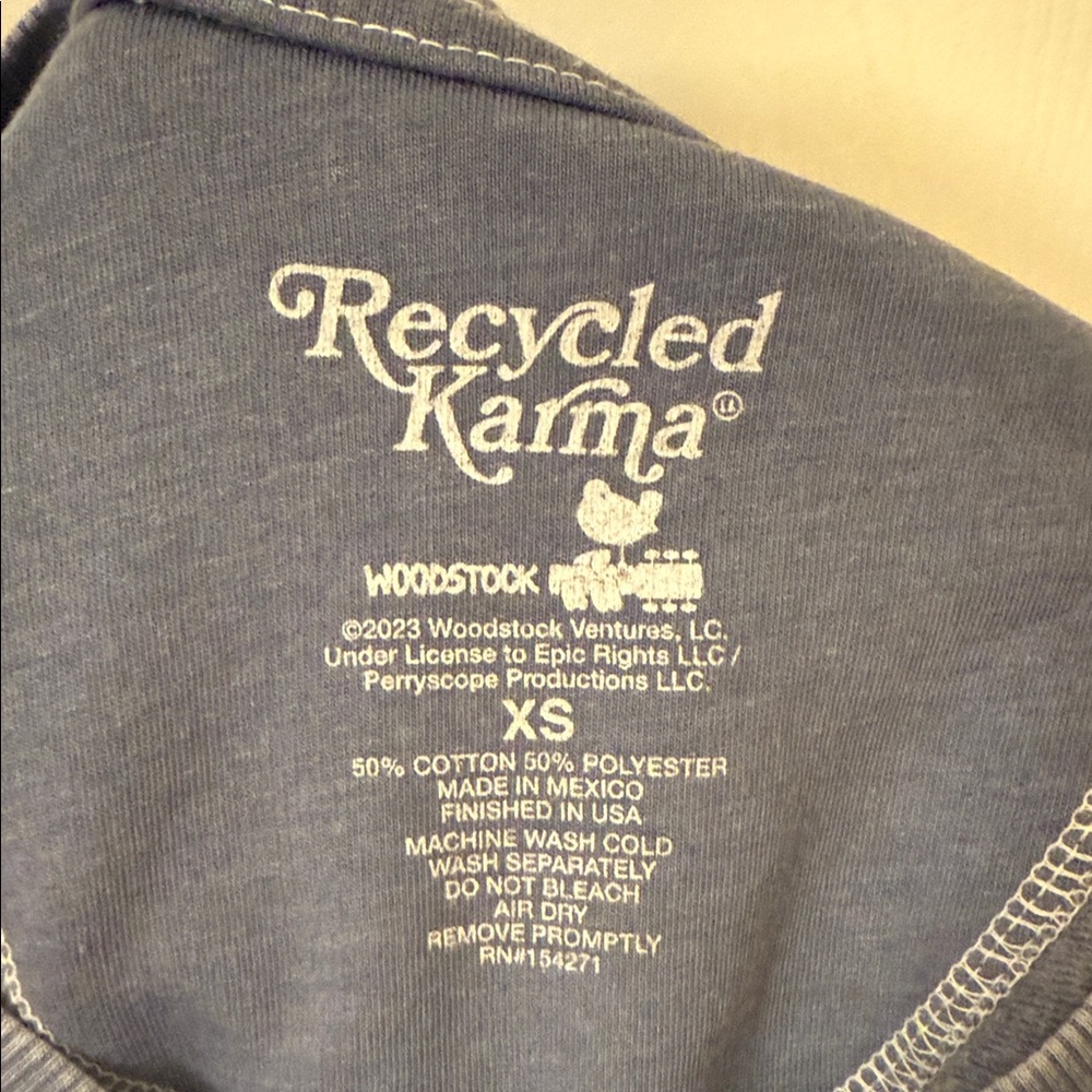 Recycled Karma Blue Woodstock Graphic Sweatshirt - Picture 2 of 6